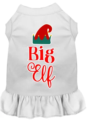 Big Elf Screen Print Dog Dress White Sm