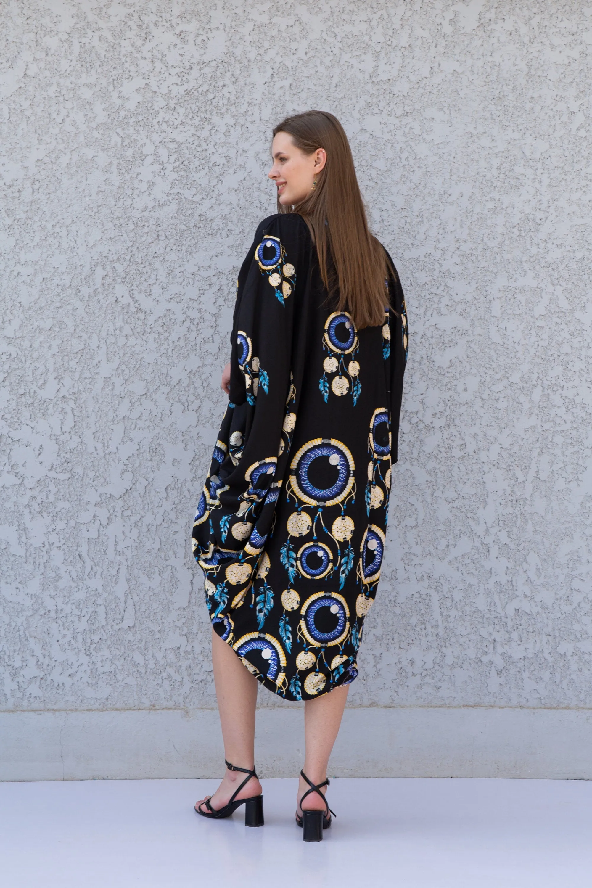 Black evil eye summer Caftan, maternity kaftan,  Caftans for women, Loose fit caftan, Egyptian cotton caftan, Plus size kaftan