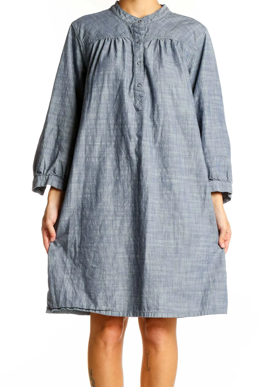 Blue Organic Cotton Shirt Dress