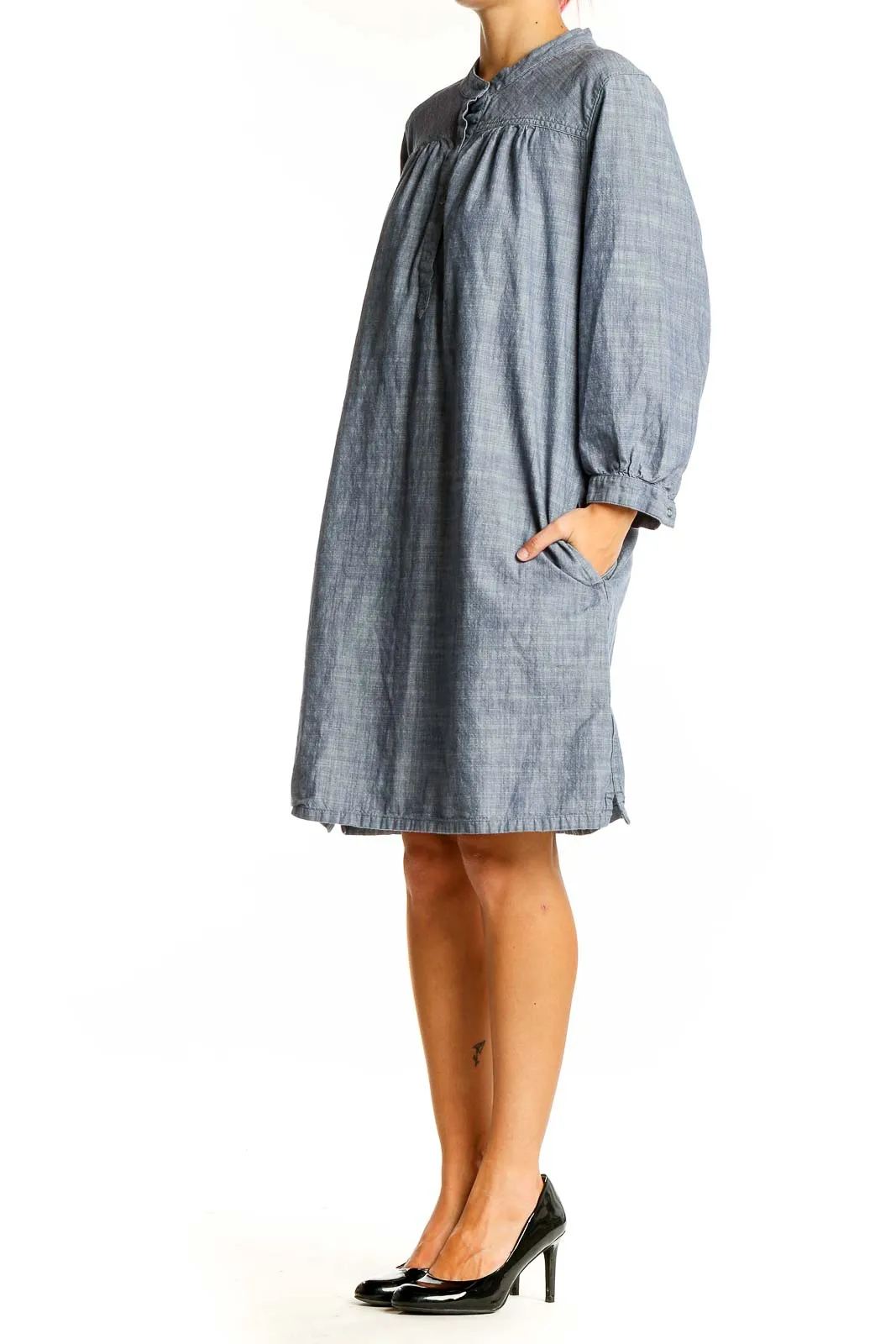 Blue Organic Cotton Shirt Dress