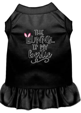Bunny Is My Bestie Screen Print Dog Dress Black 4x (22)
