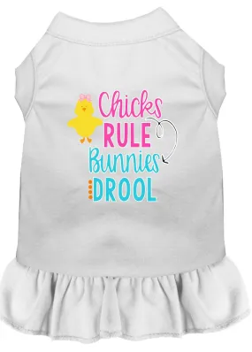 Chicks Rule Screen Print Dog Dress White Sm (10)