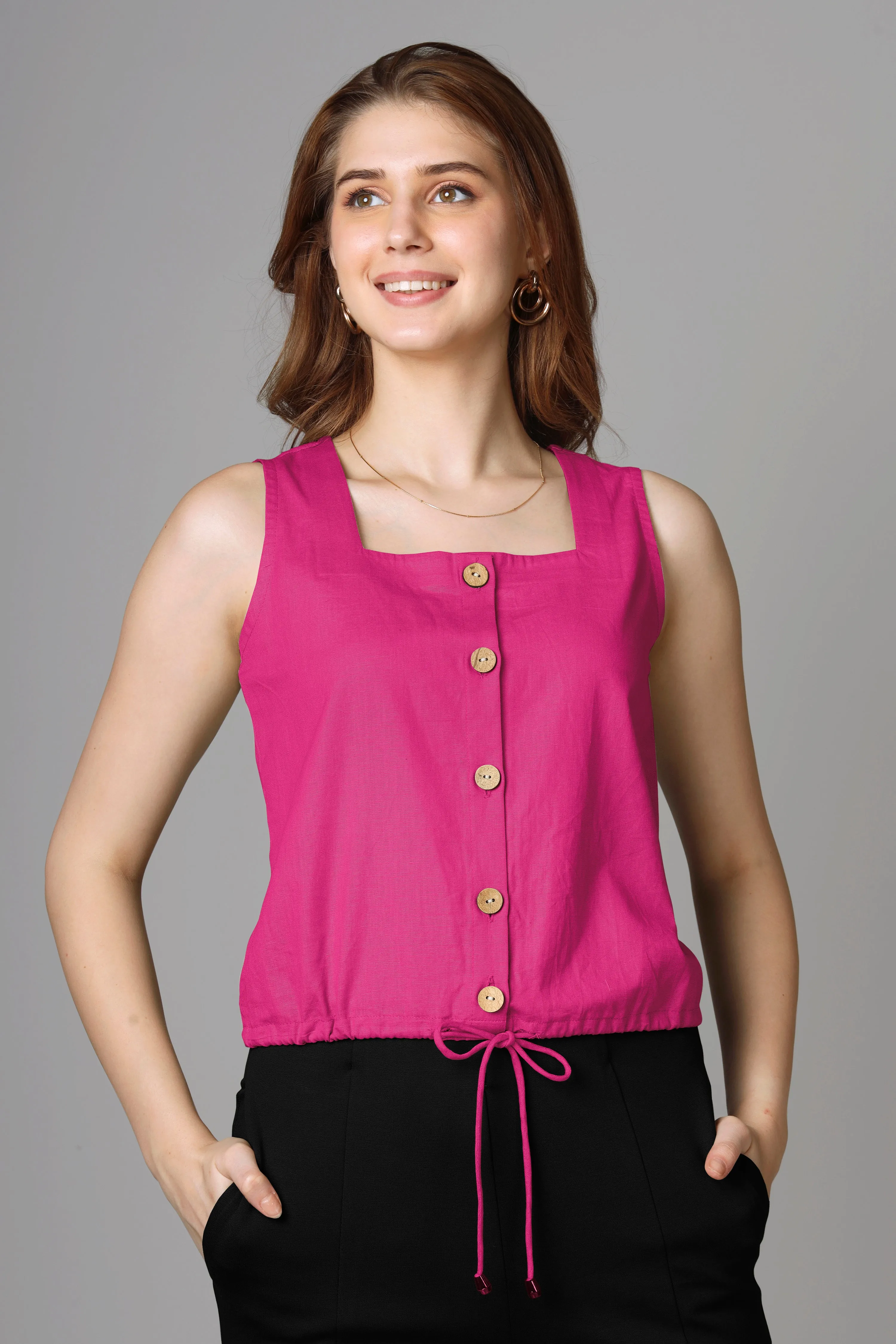 Classic Magenta Plain Top For Women