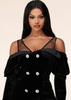 Cotrena Long Sleeves With Sexy Cold-Shoulder Cutouts Mini Dress