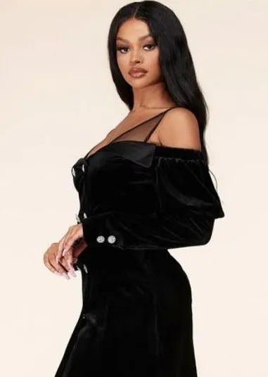 Cotrena Long Sleeves With Sexy Cold-Shoulder Cutouts Mini Dress
