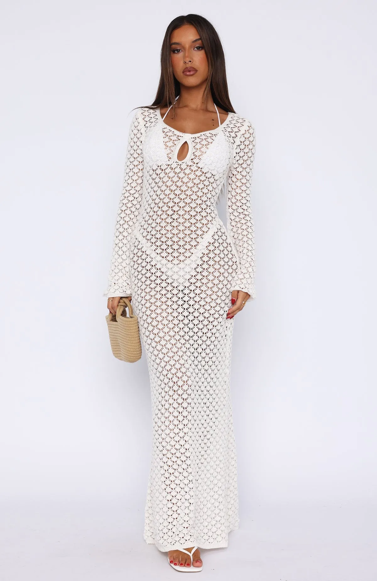 Embrace It All Long Sleeve Maxi Dress Off White