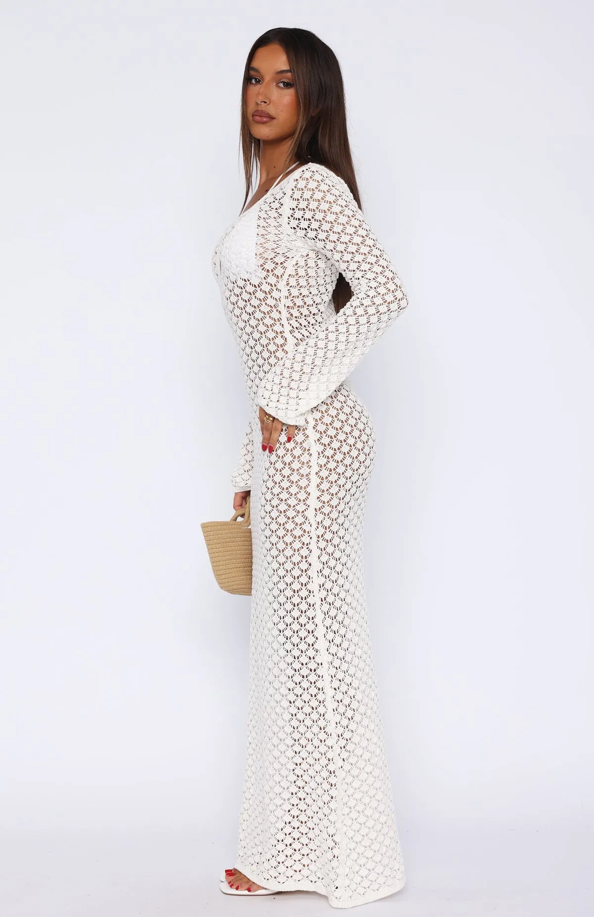 Embrace It All Long Sleeve Maxi Dress Off White