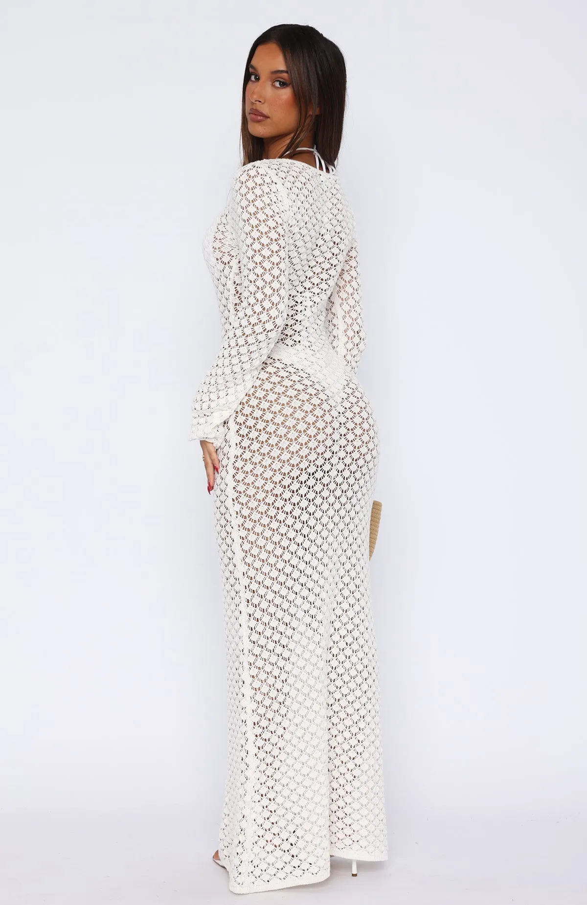 Embrace It All Long Sleeve Maxi Dress Off White