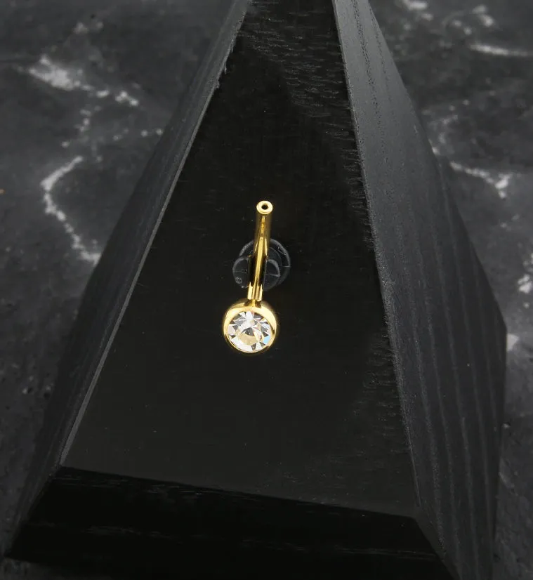 Gold PVD Bezel Clear CZ Titanium Threadless Belly Button Ring Base