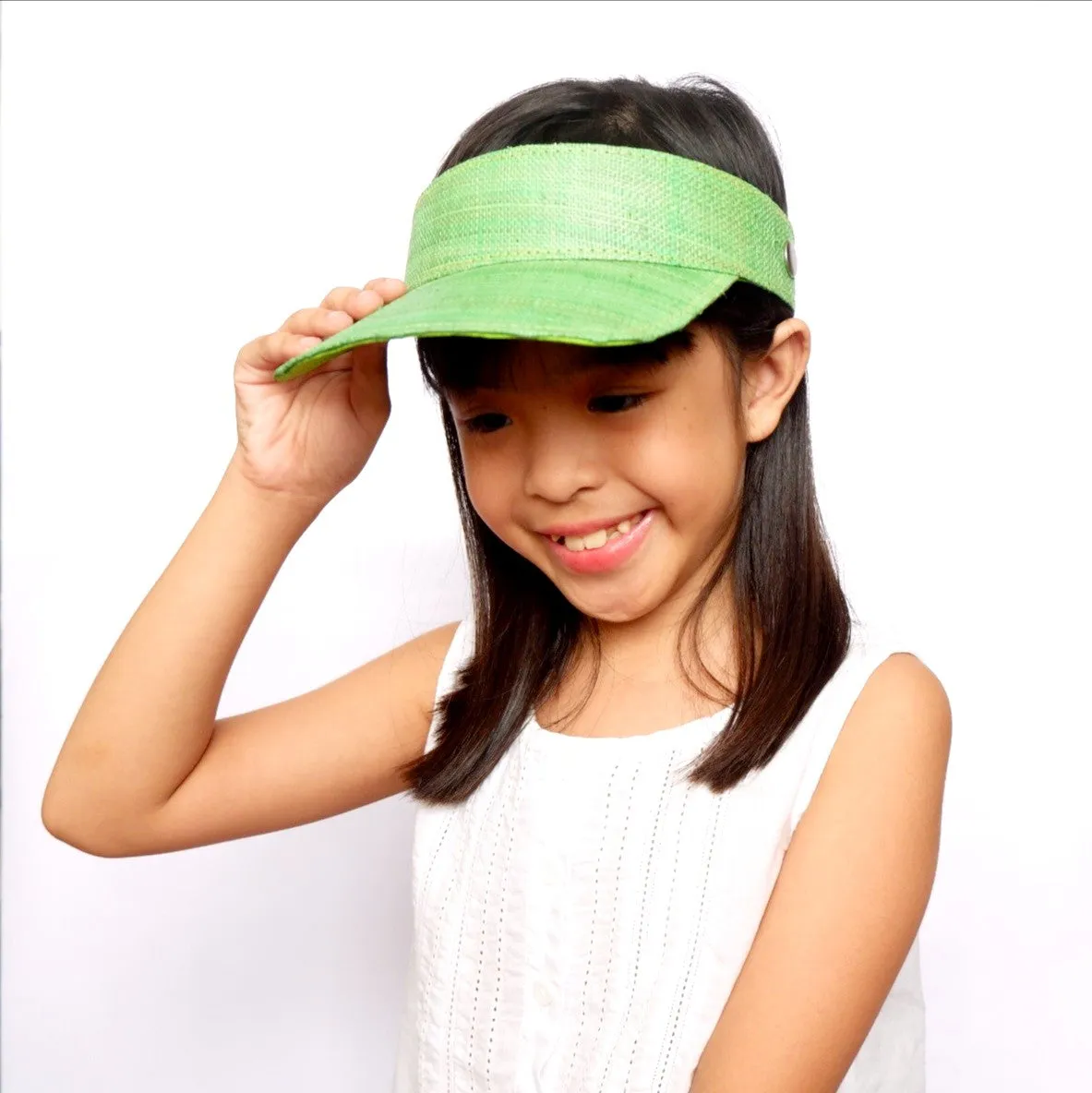 Kids Raffia Visor   Face Shield (Green)