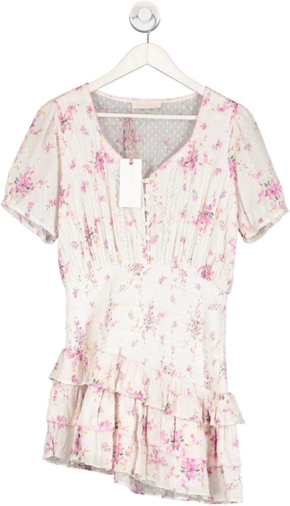loveshackfancy White Keelin Mini Dress UK M
