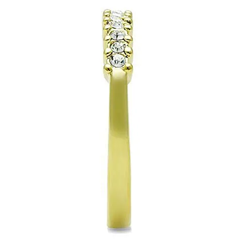 WildKlass Stainless Steel Eternity Ring IP Gold Women Top Grade Crystal Clear