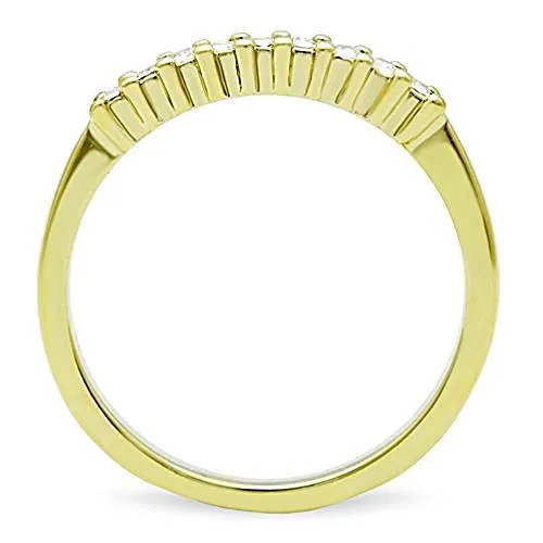 WildKlass Stainless Steel Eternity Ring IP Gold Women Top Grade Crystal Clear