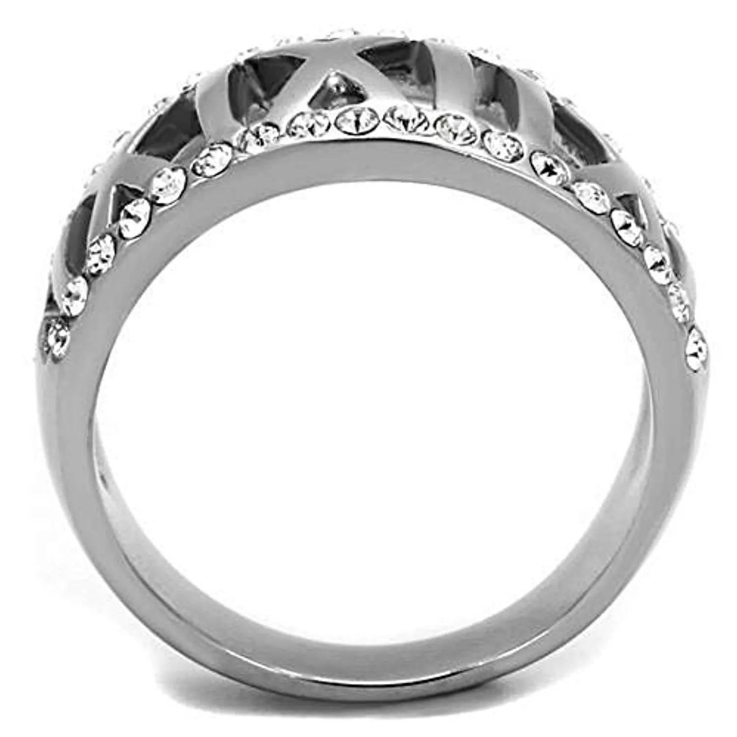 WildKlass Stainless Steel Ring High Polished Women Top Grade Crystal Clear