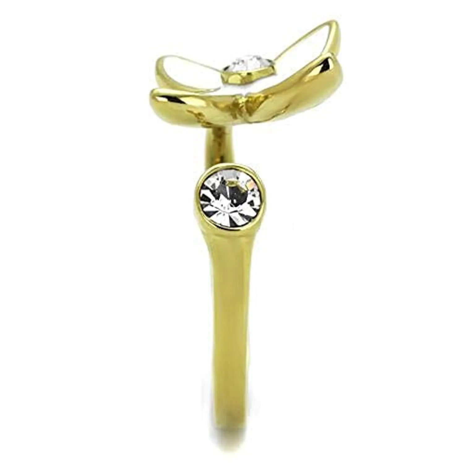 WildKlass Stainless Steel Ring IP Gold Women Top Grade Crystal Clear